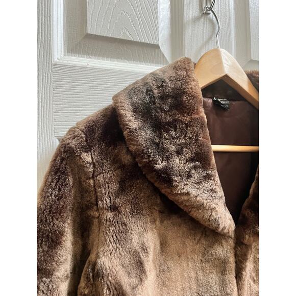 Cejon Accessories Brown Soft Faux Fur 3/4 Length Sleeves Crop Jacket Medium - Picture 4 of 12